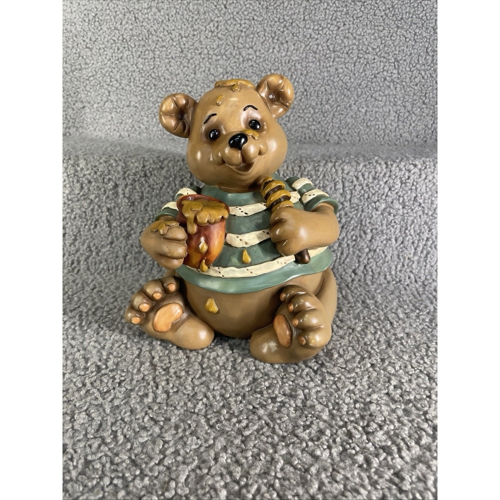 Vintage‎ Teddy Bear with Honey Pot Coin Saving Money Bank Piggy Bank